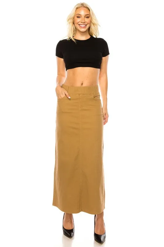 Ainsley Twill Maxi Skirt in Khaki- Misses and Plus (S-L, 2X-3X)