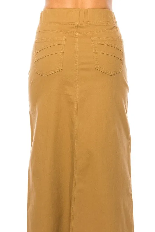 Ainsley Twill Maxi Skirt in Khaki- Misses and Plus (S-L, 2X-3X)
