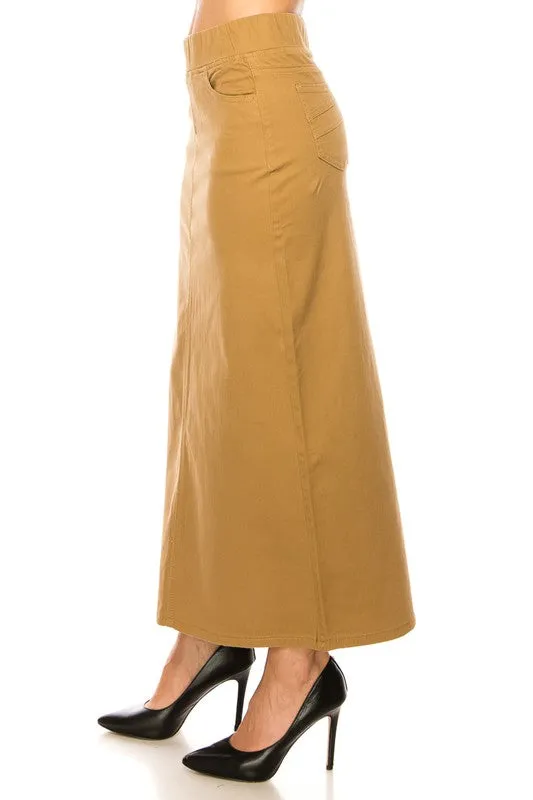 Ainsley Twill Maxi Skirt in Khaki- Misses and Plus (S-L, 2X-3X)
