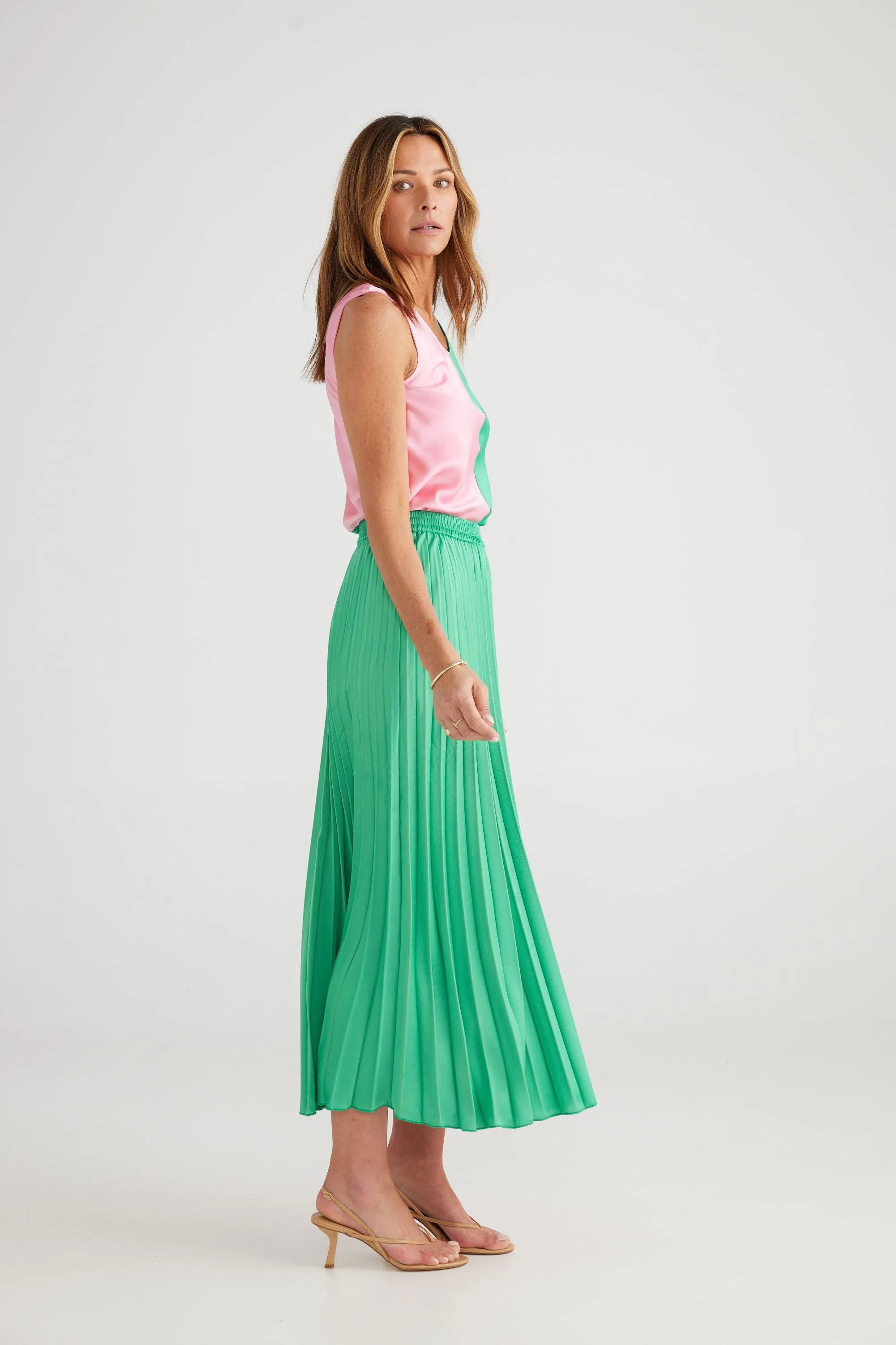 Alias Pleated Skirt - Two Tone (Green   Pink)