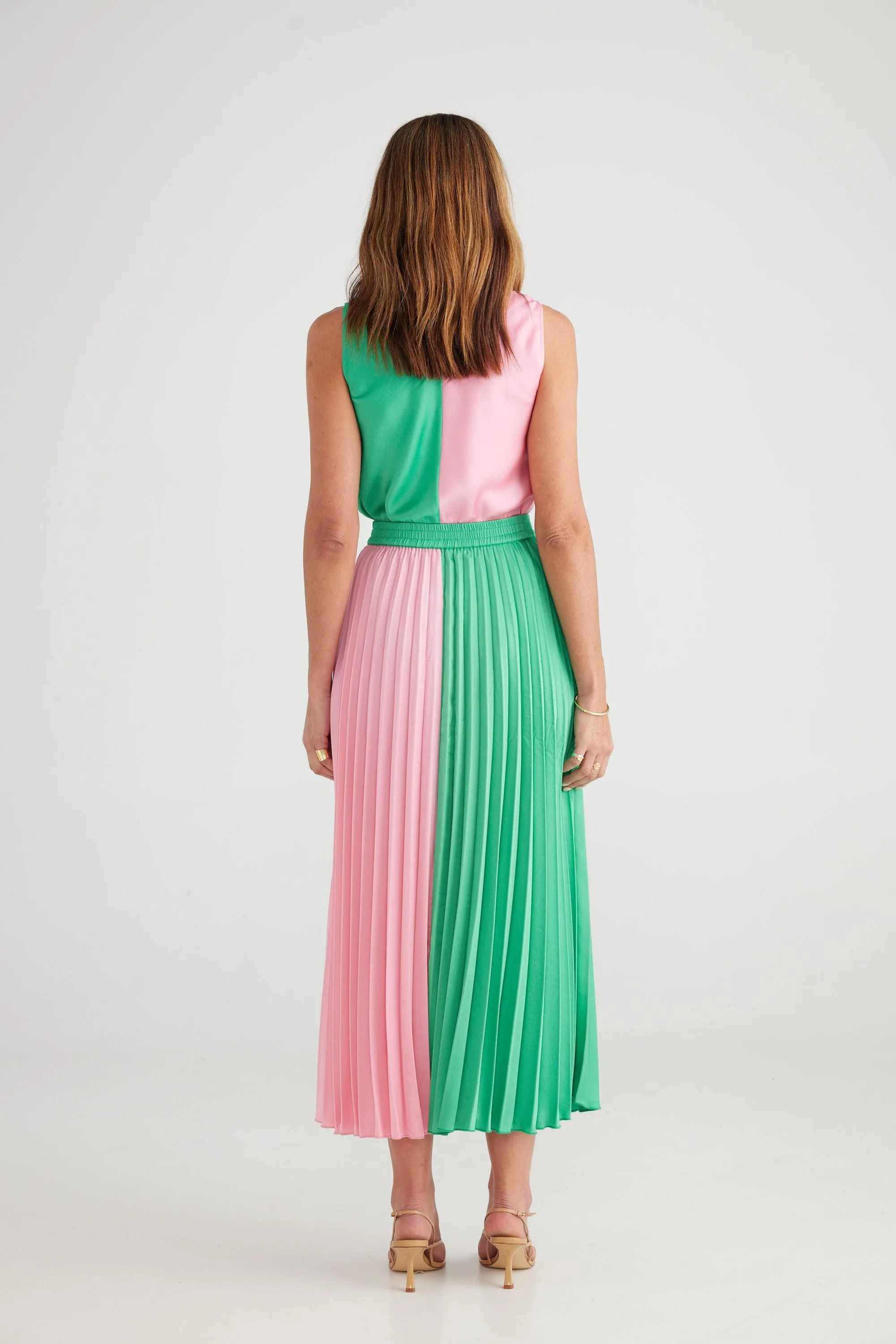 Alias Pleated Skirt - Two Tone (Green   Pink)
