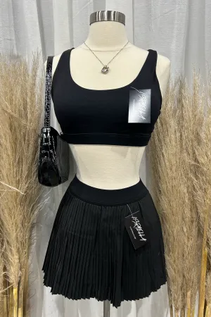 Arianna Pleated Tennis Skirt (Black)
