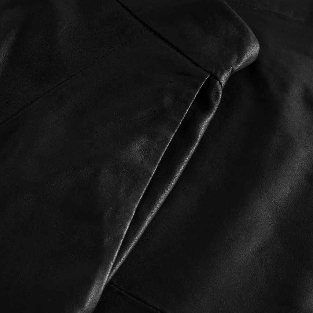 Beautiful Elinor leather skirt with elastic waist on back / 50822 - Black (Nero)