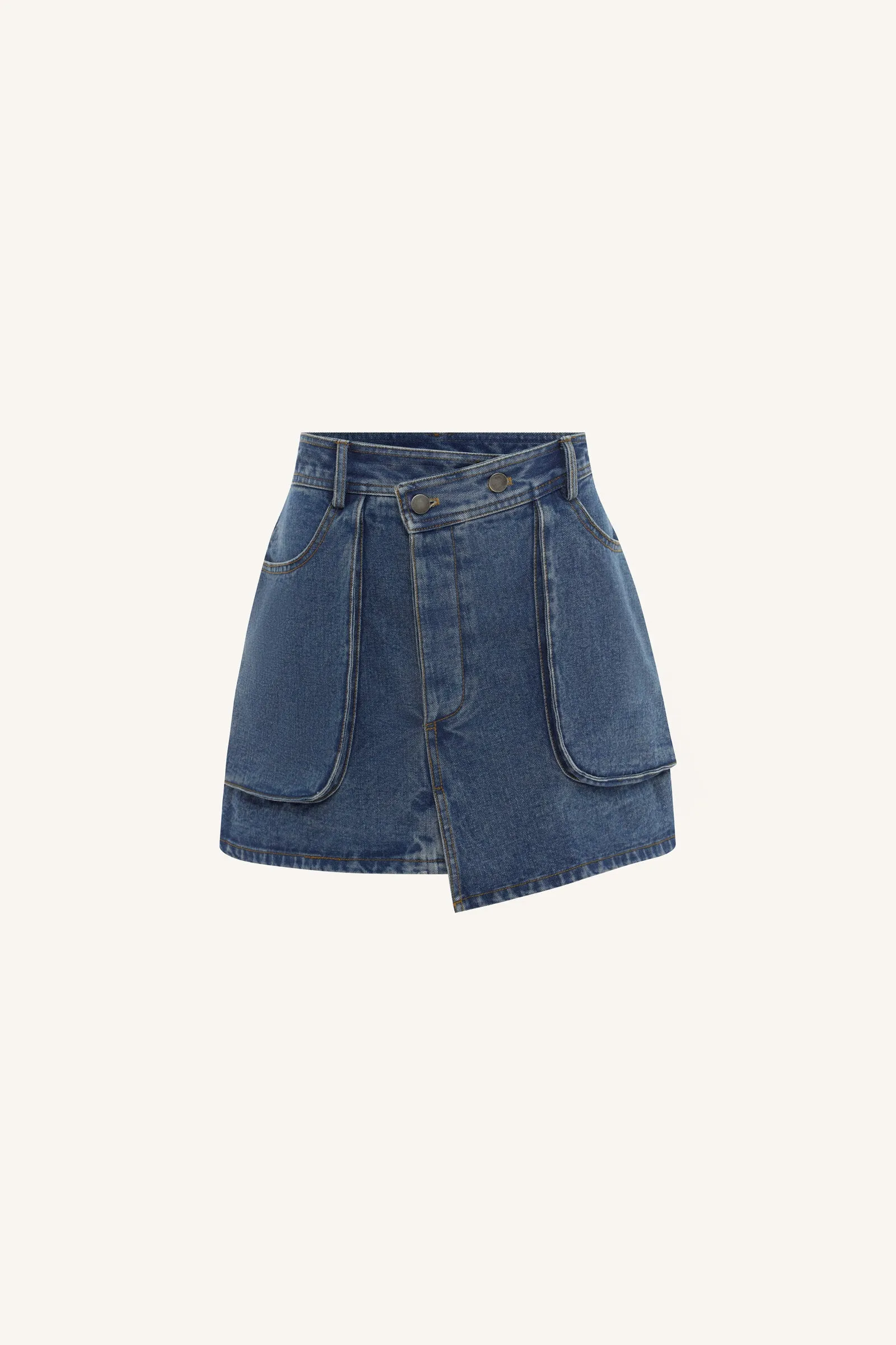 Bria Organic Mini Skirt Washed Indigo