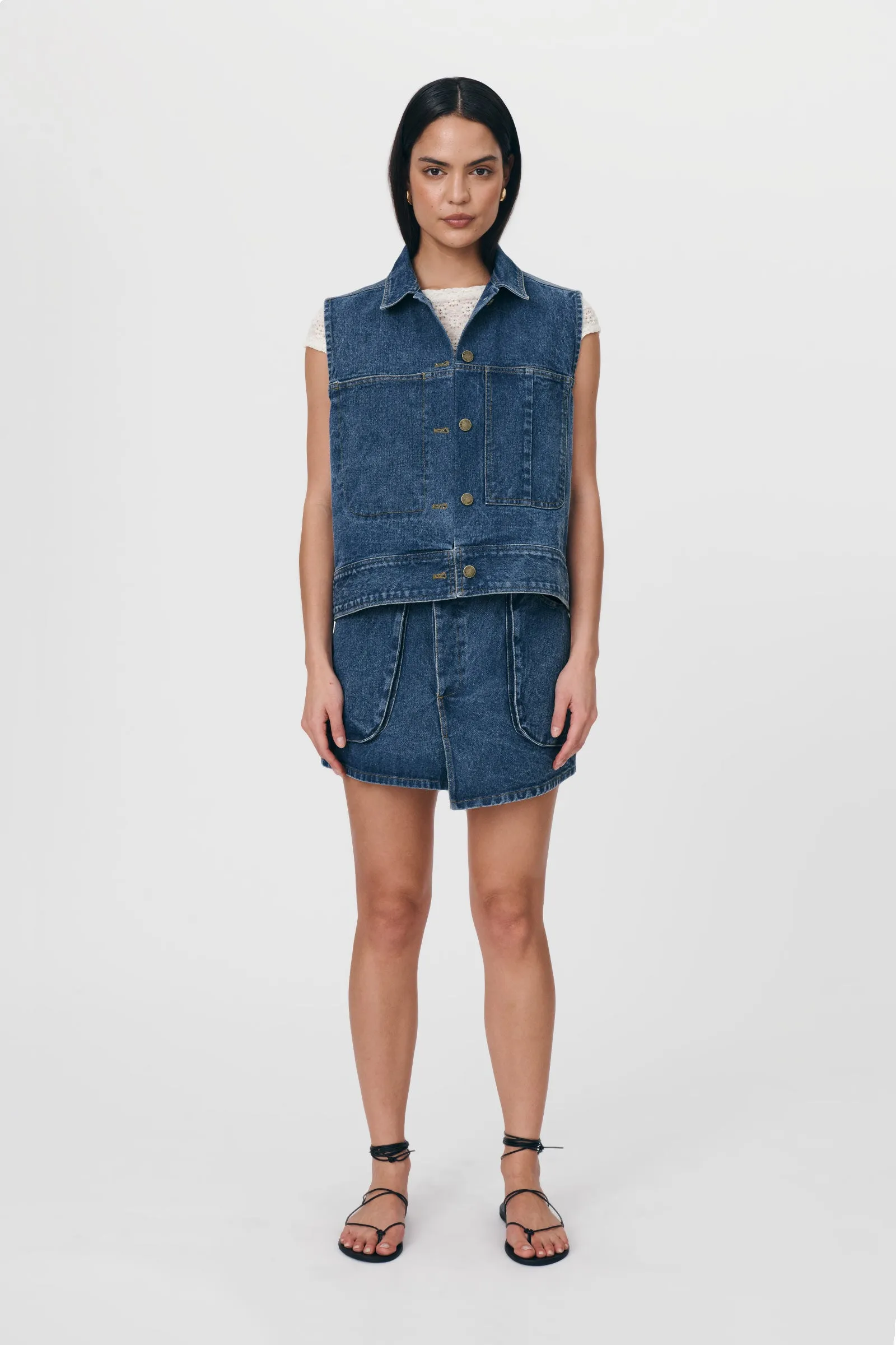 Bria Organic Mini Skirt Washed Indigo