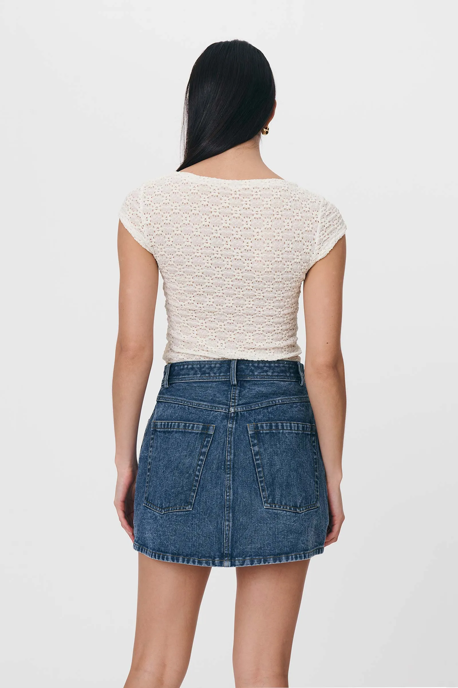 Bria Organic Mini Skirt Washed Indigo