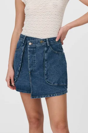 Bria Organic Mini Skirt Washed Indigo