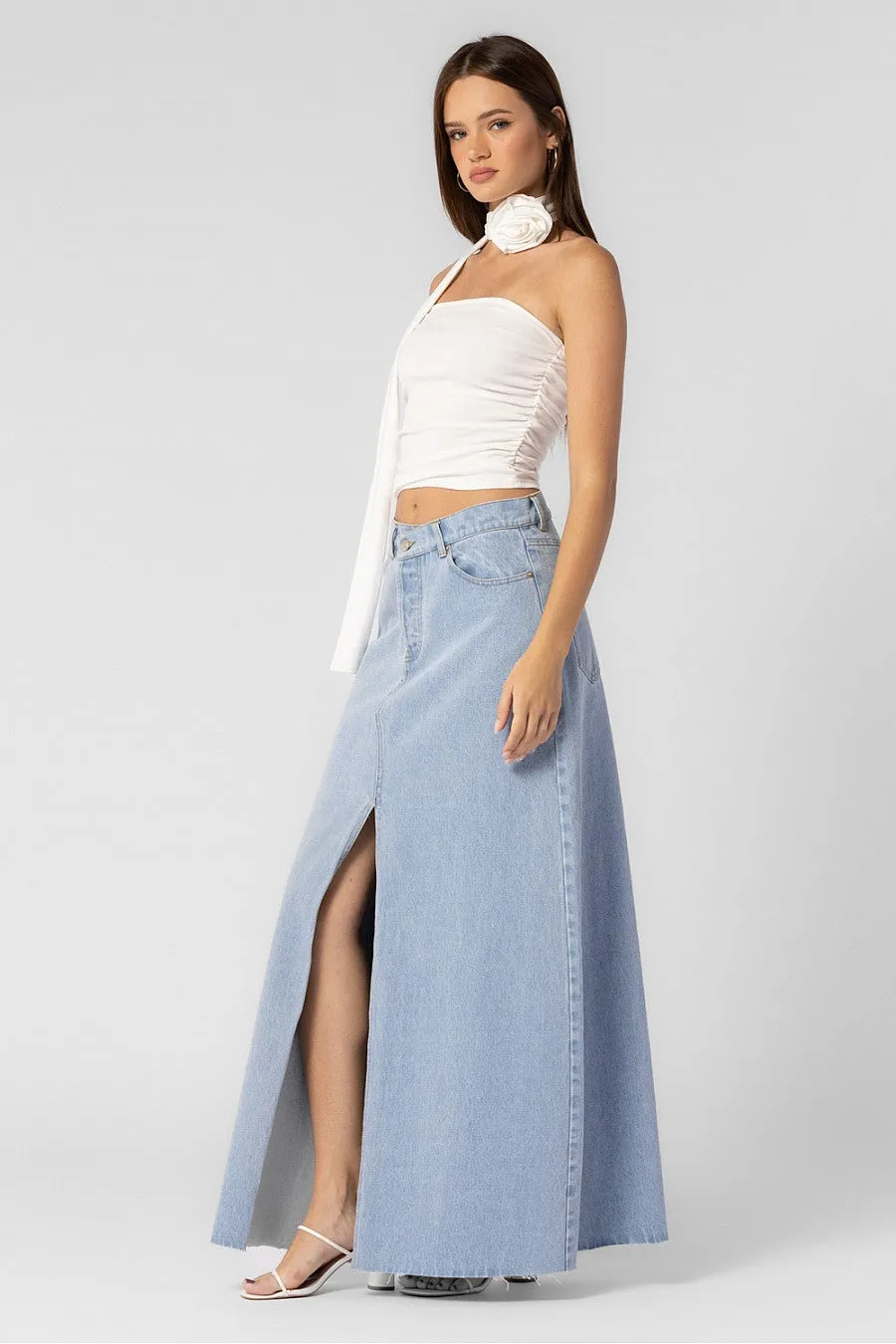 Criss Cross Denim Skirt