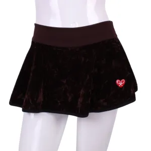 Crushed Brown Velvet LOVE “O” Tennis Skirt Brown Waistband