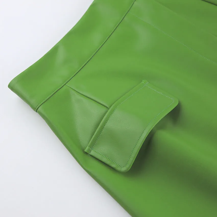 Fashion PU Leather Matte Skirt