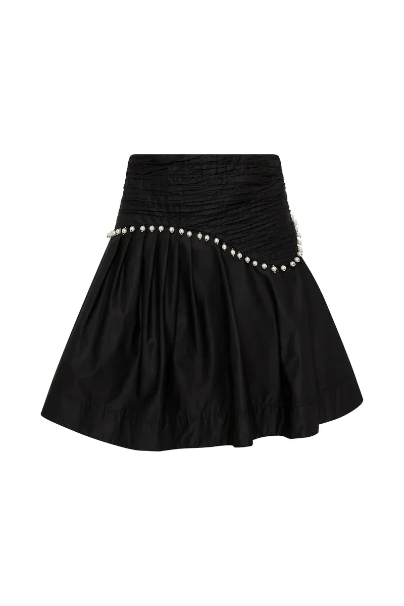 Florence Pearl Trim Mini Skirt Black