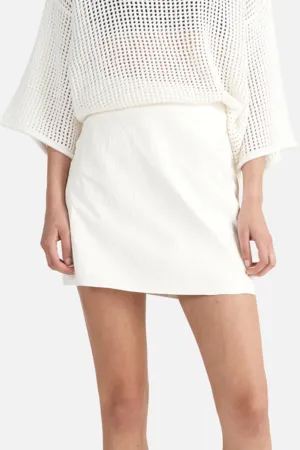 Hazel Leather Mini Skirt Vintage White