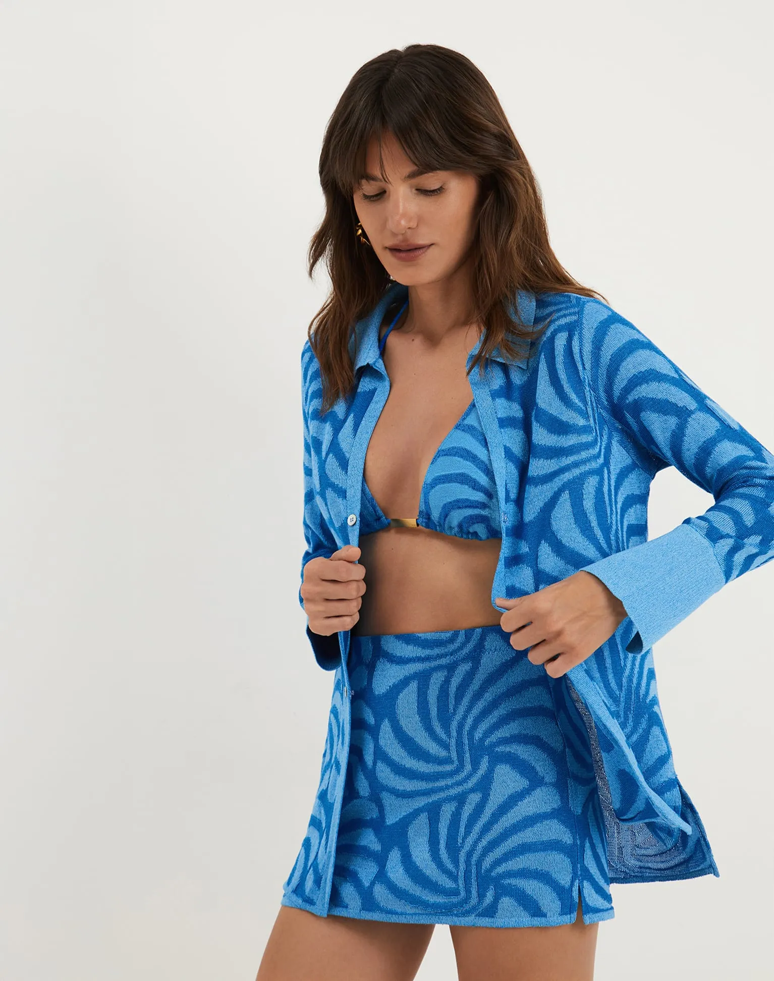 Jacquard Lara Mini Skirt - Neptune