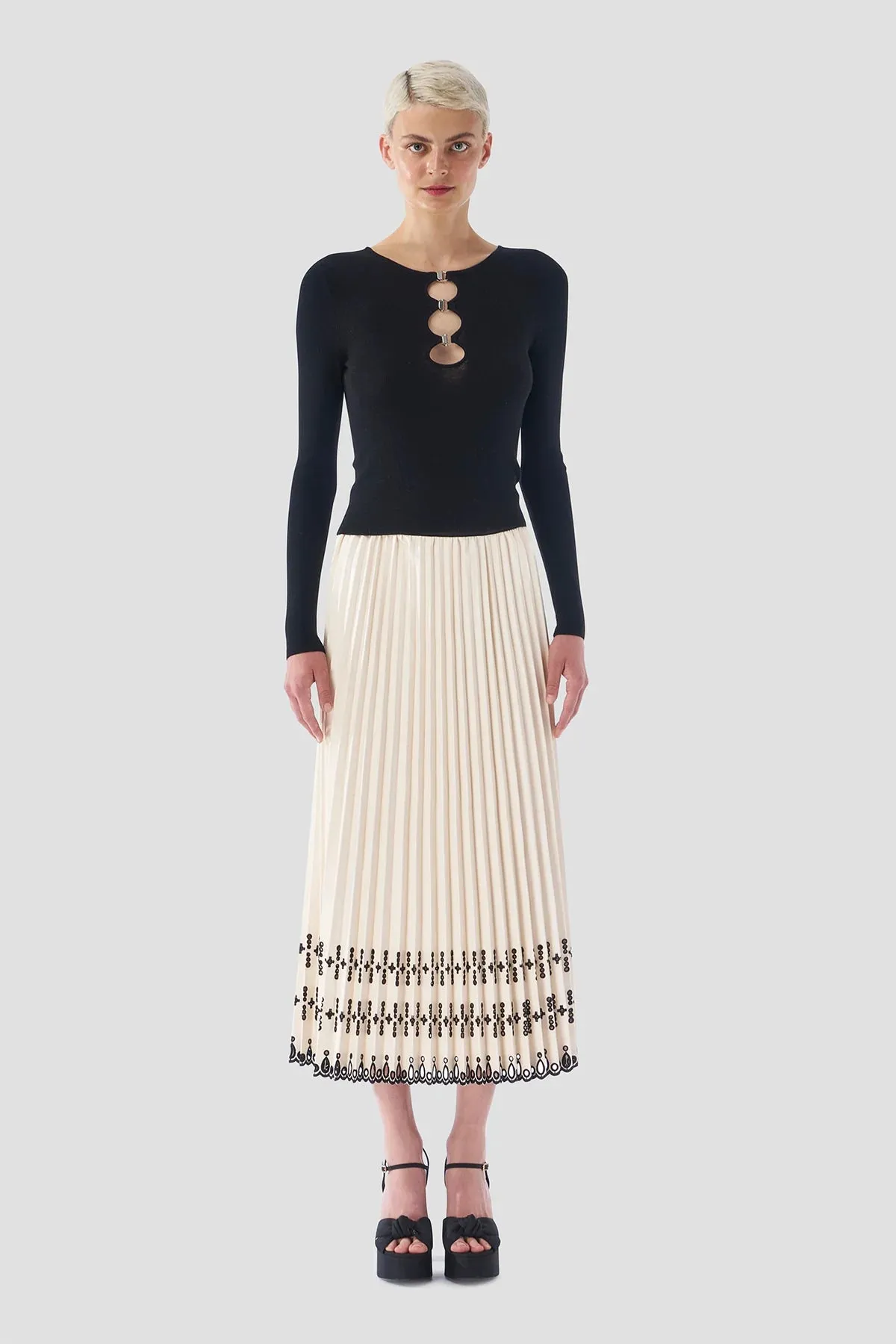 Le Superbe Pleats to Meet You Skirt - Off Whte