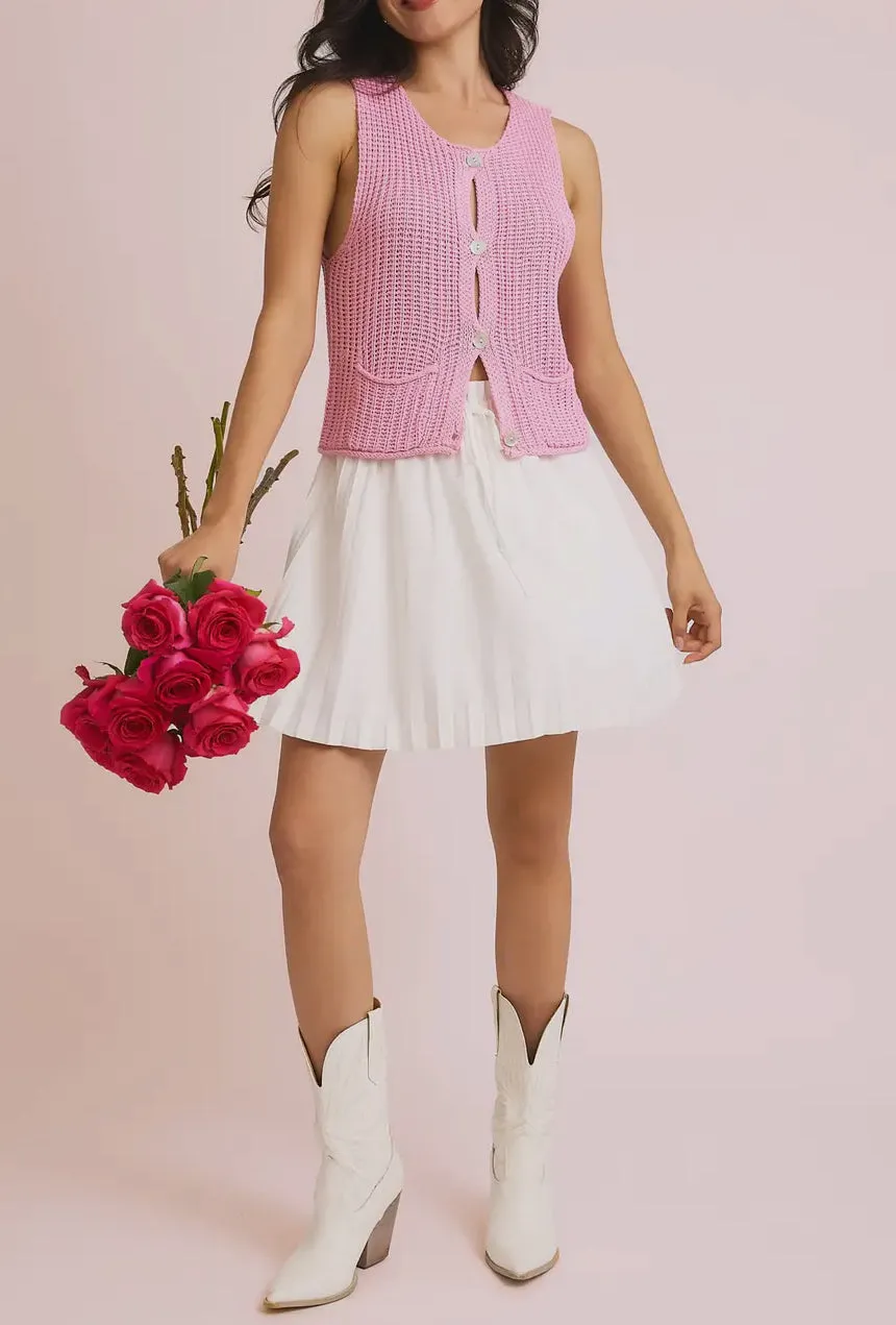 Paper Bag Pleated Skirt with Short Lining