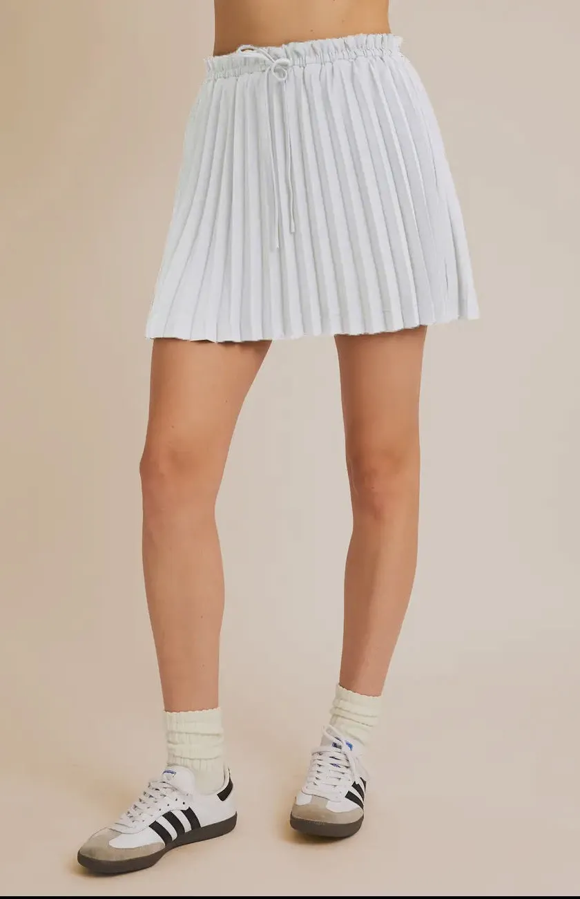 Paper Bag Pleated Skirt with Short Lining
