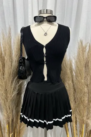 Rivera Pleated Tennis Skirt (Black)