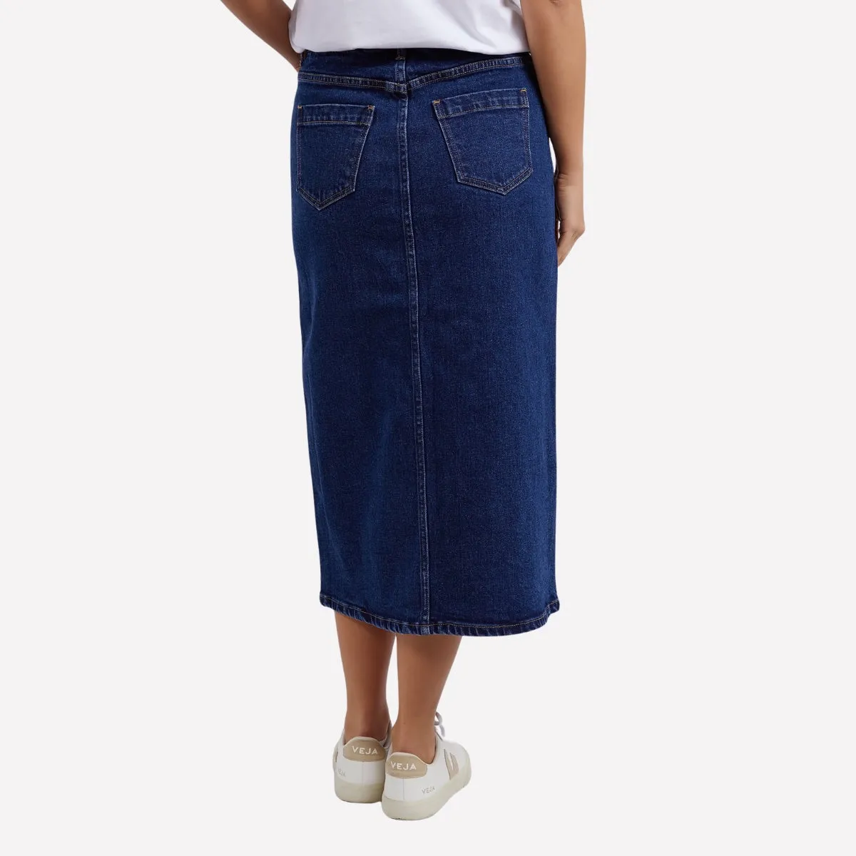 Scout Denim Midi Skirt (Dark Wash)