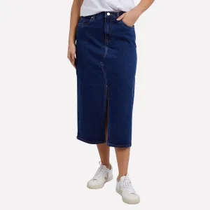 Scout Denim Midi Skirt (Dark Wash)