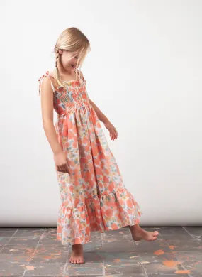 tocoto vintage Watercolor Floral Maxi Girls Dress in Pink