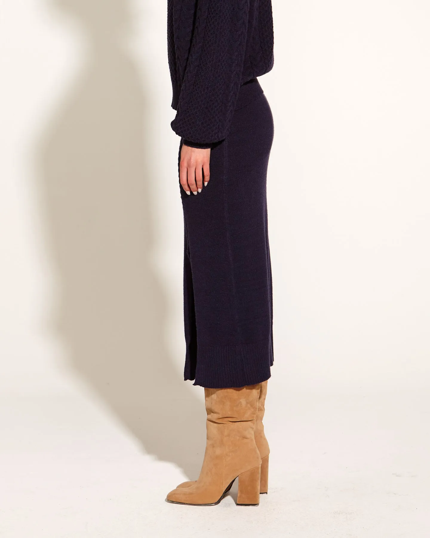 Treasure Knit Cable Skirt - Navy