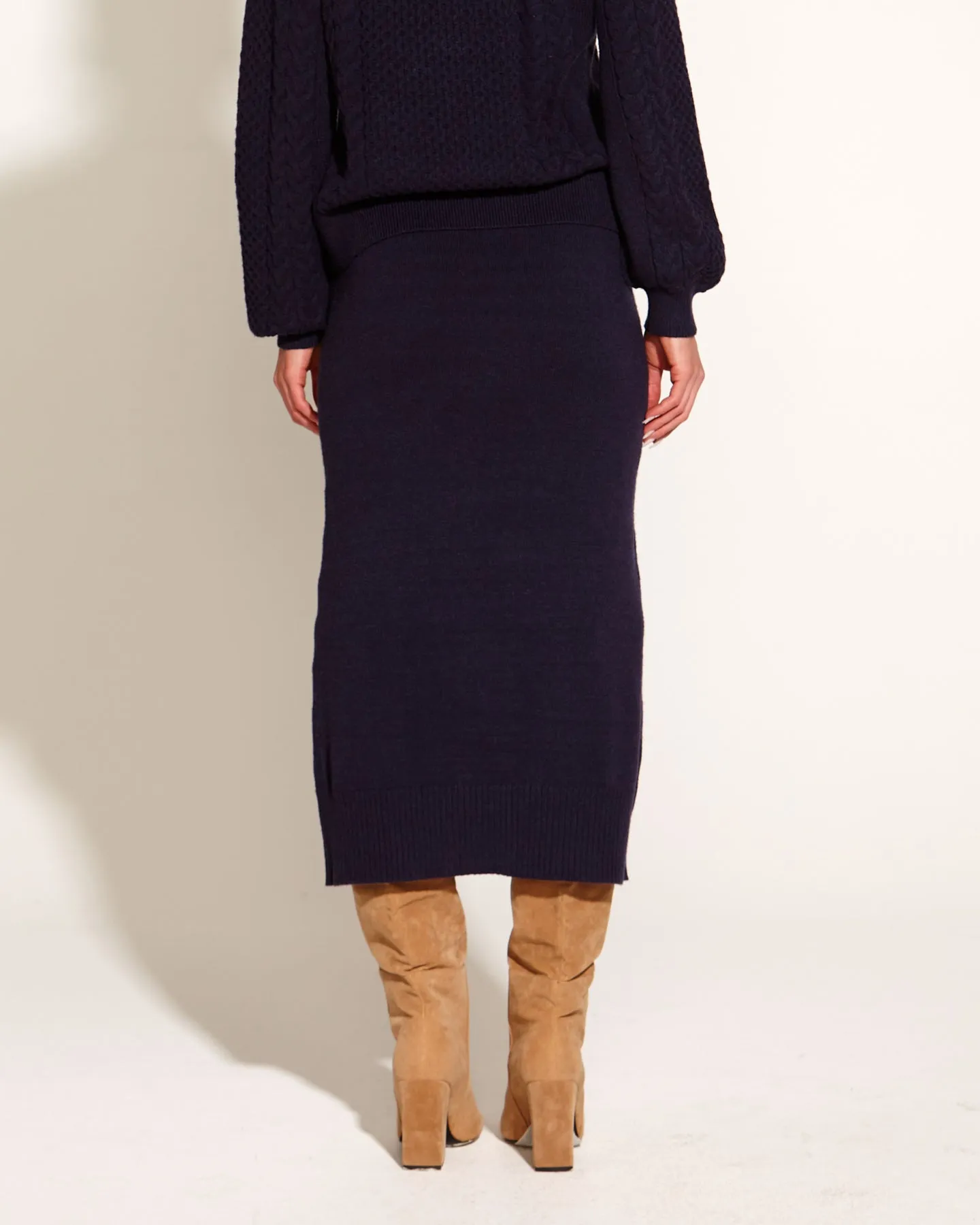 Treasure Knit Cable Skirt - Navy