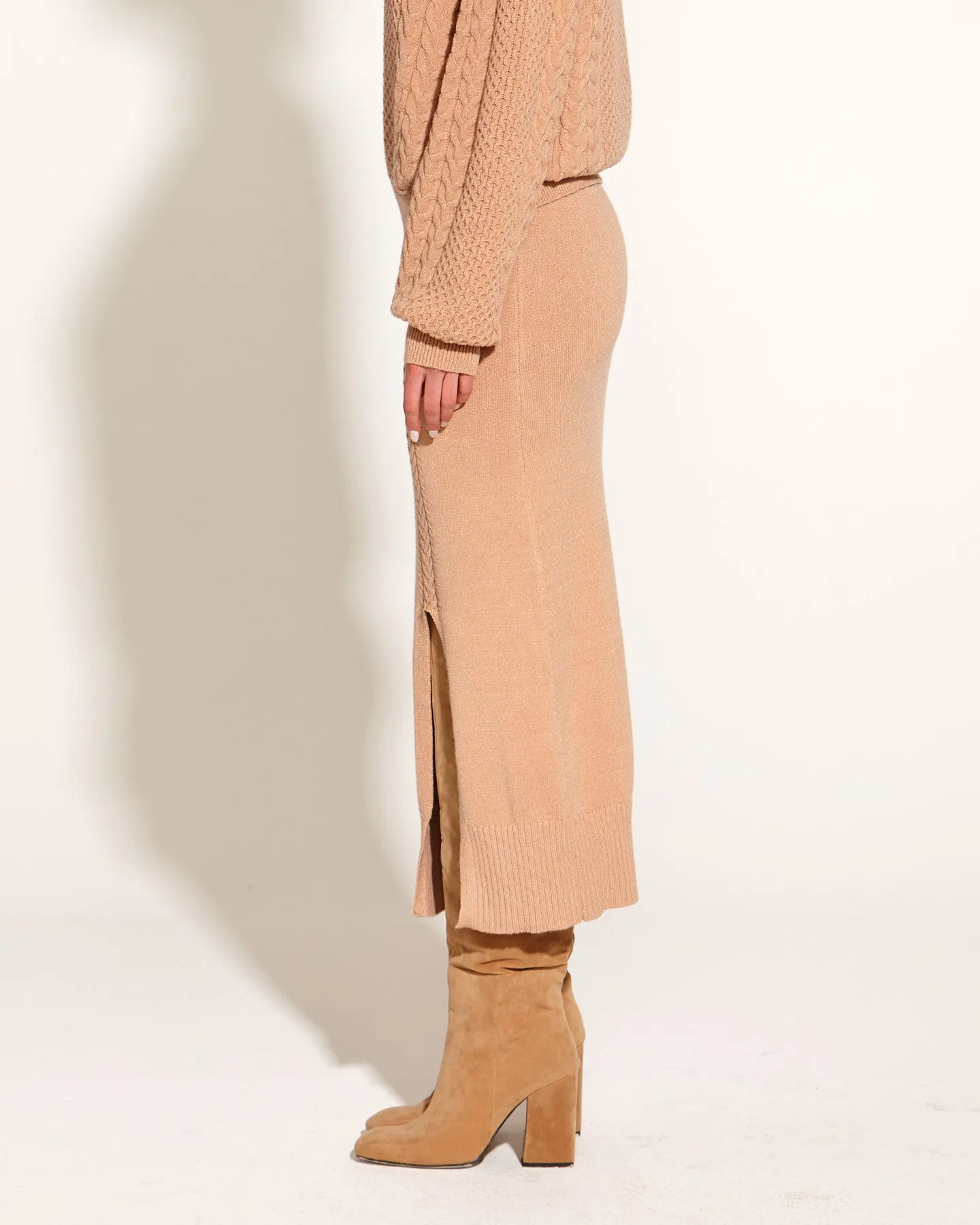 Treasure Knit Cable Skirt - Tan